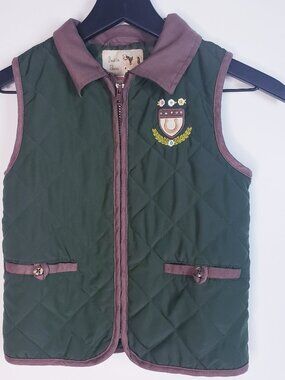 Gymboree Little Girls Size 8 Quilted Vest Equestrian Best In Show Embroidered